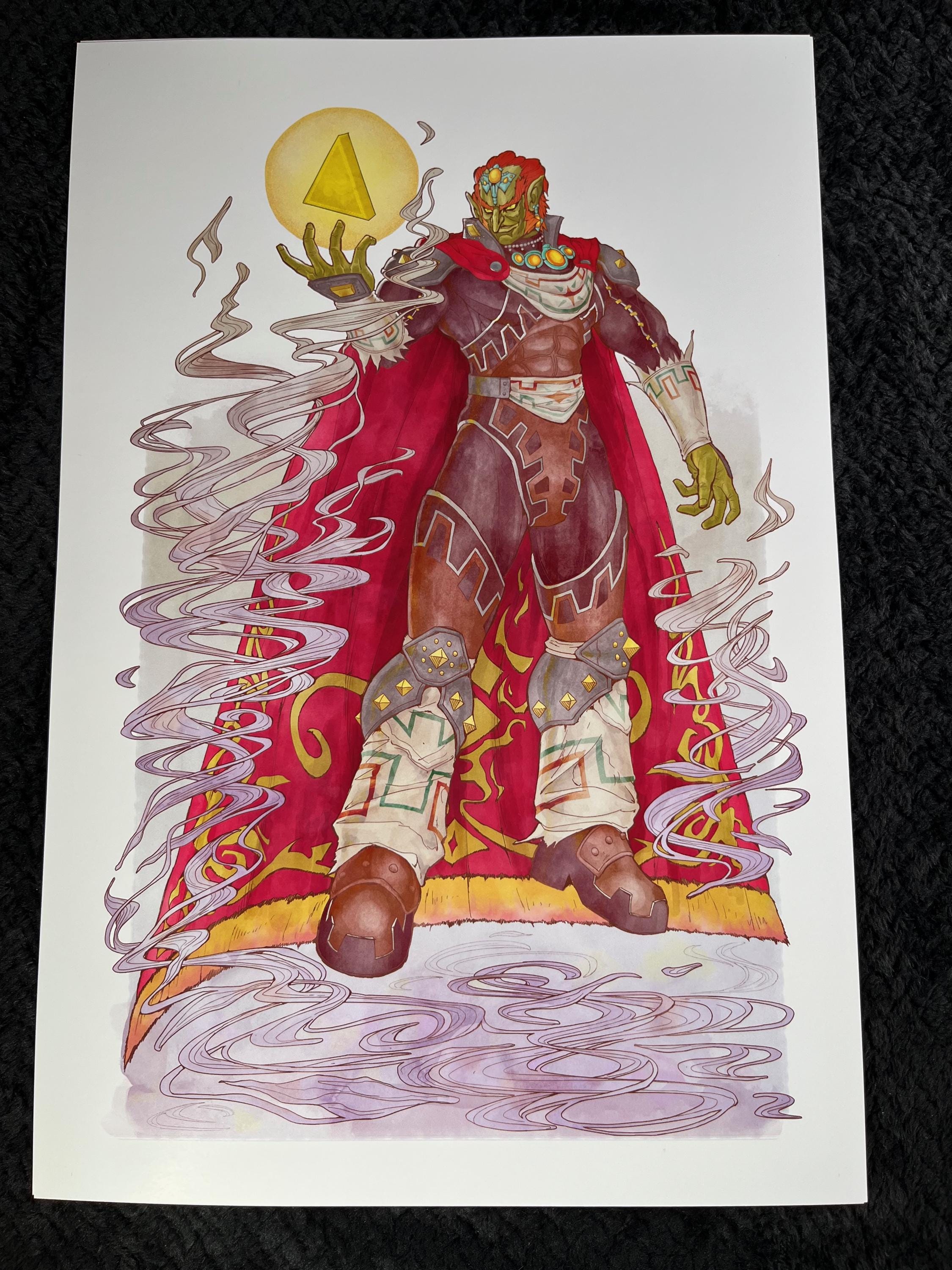 Ganon Art Print | Ocarina of Time Watercolor Poster | Zelda Villain 12x18 Ganondorf Decor