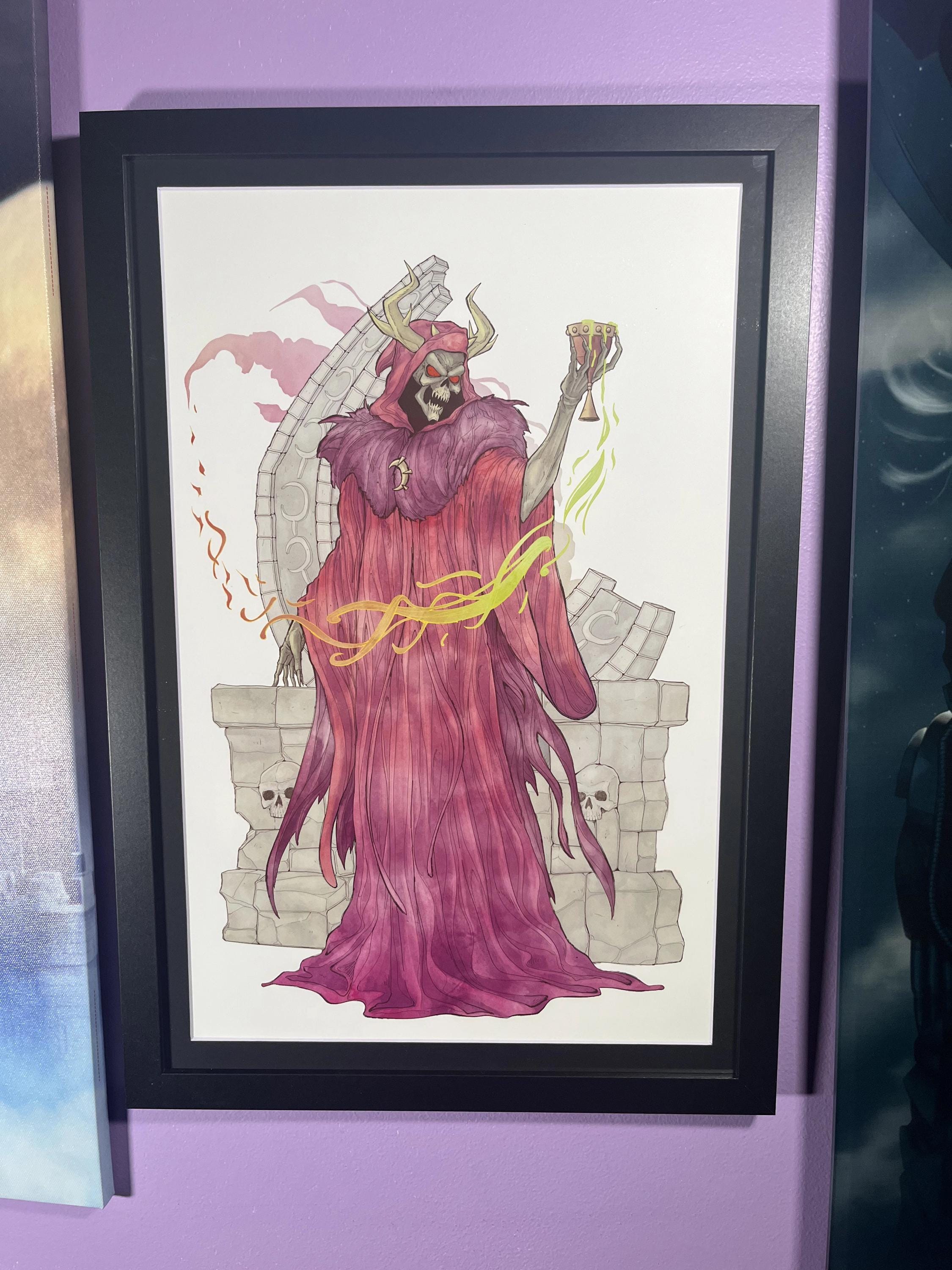 Horned King Art Print | Black Cauldron Watercolor Poster | Dark Fantasy Villain 12x18 Decor