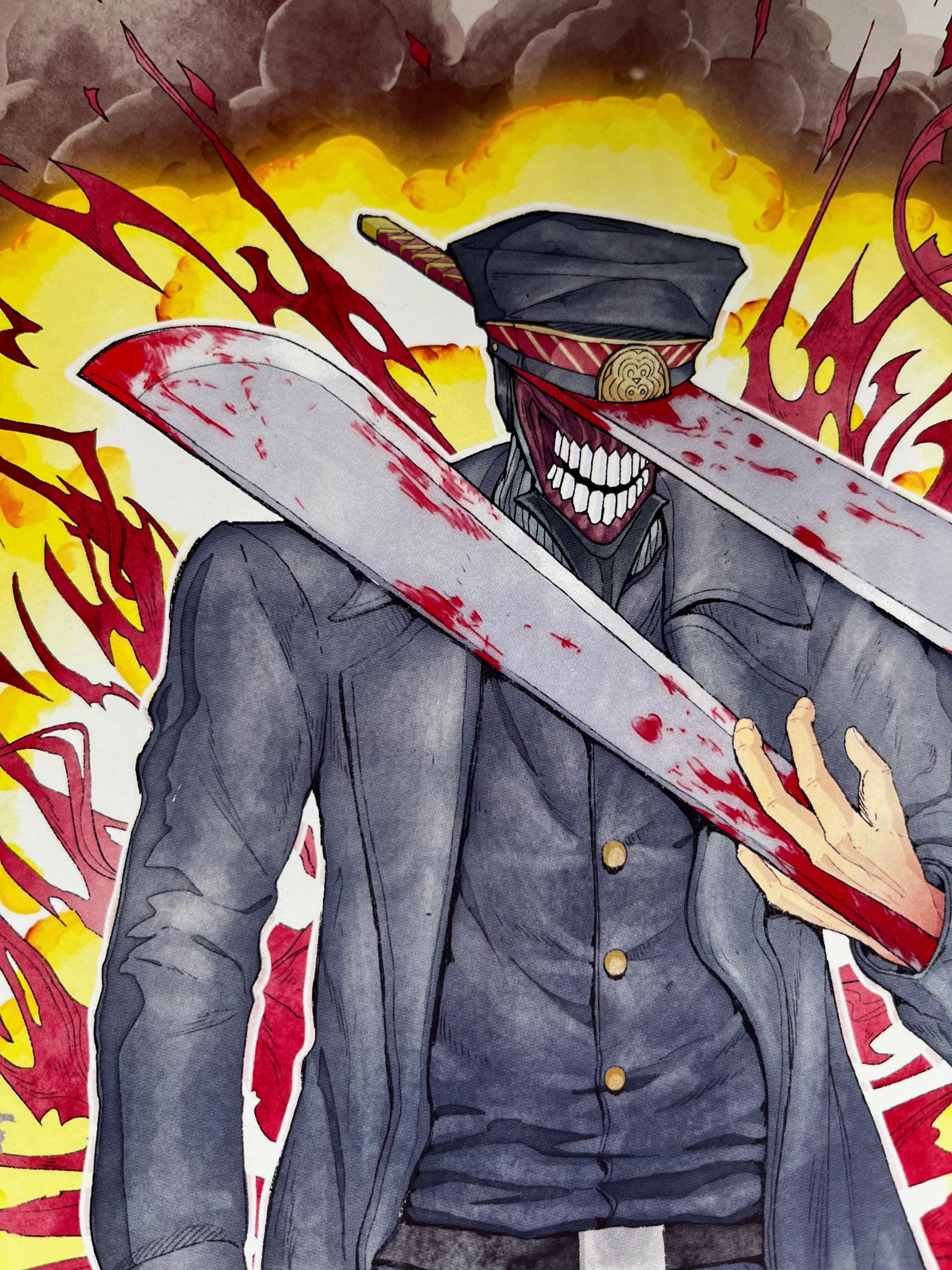 Katana Man Art Print | Chainsaw Man Watercolor Poster | Anime Villain 12x18 Decor