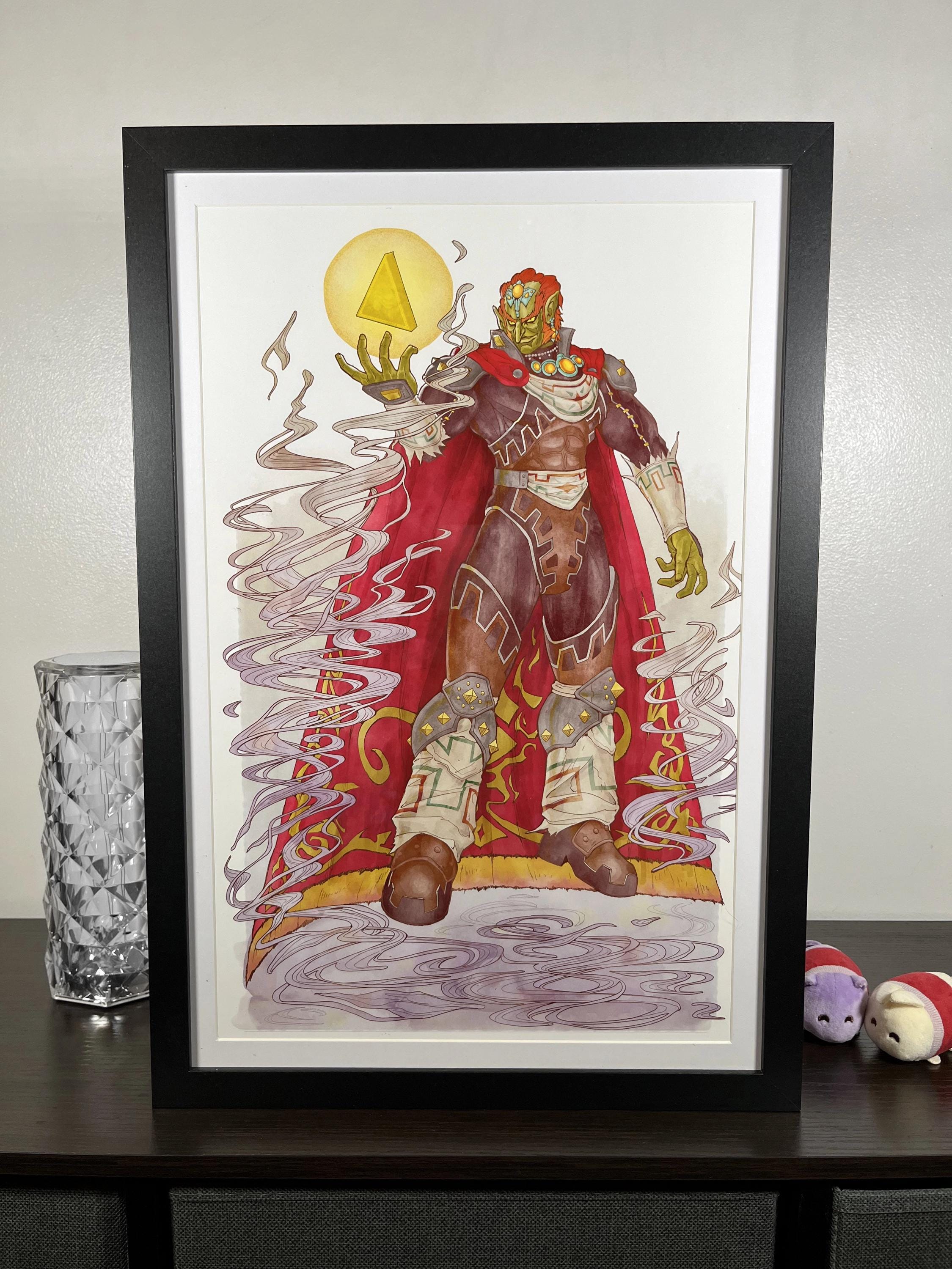 Ganon Art Print | Ocarina of Time Watercolor Poster | Zelda Villain 12x18 Ganondorf Decor