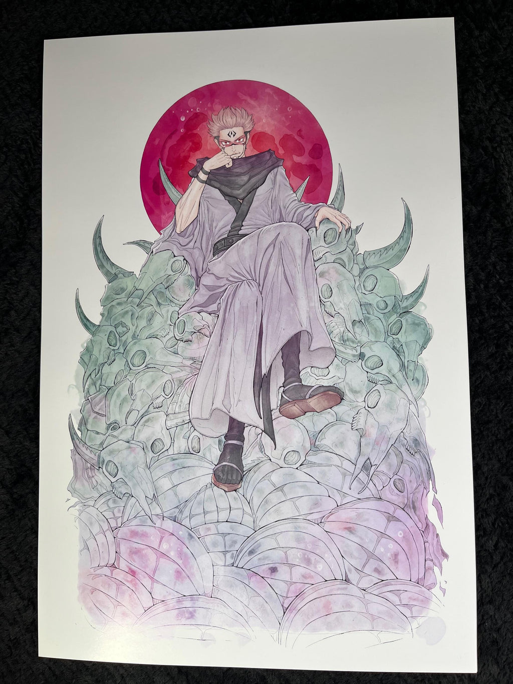 Sukuna Art Print | Jujutsu Kaisen Watercolor Poster | Anime Villain Wall Decor | 12x18 Fantasy Illustration