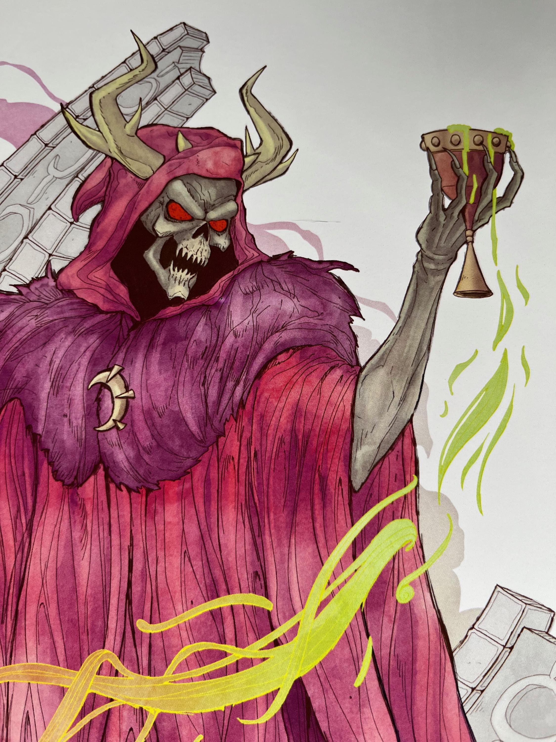 Horned King Art Print | Black Cauldron Watercolor Poster | Dark Fantasy Villain 12x18 Decor