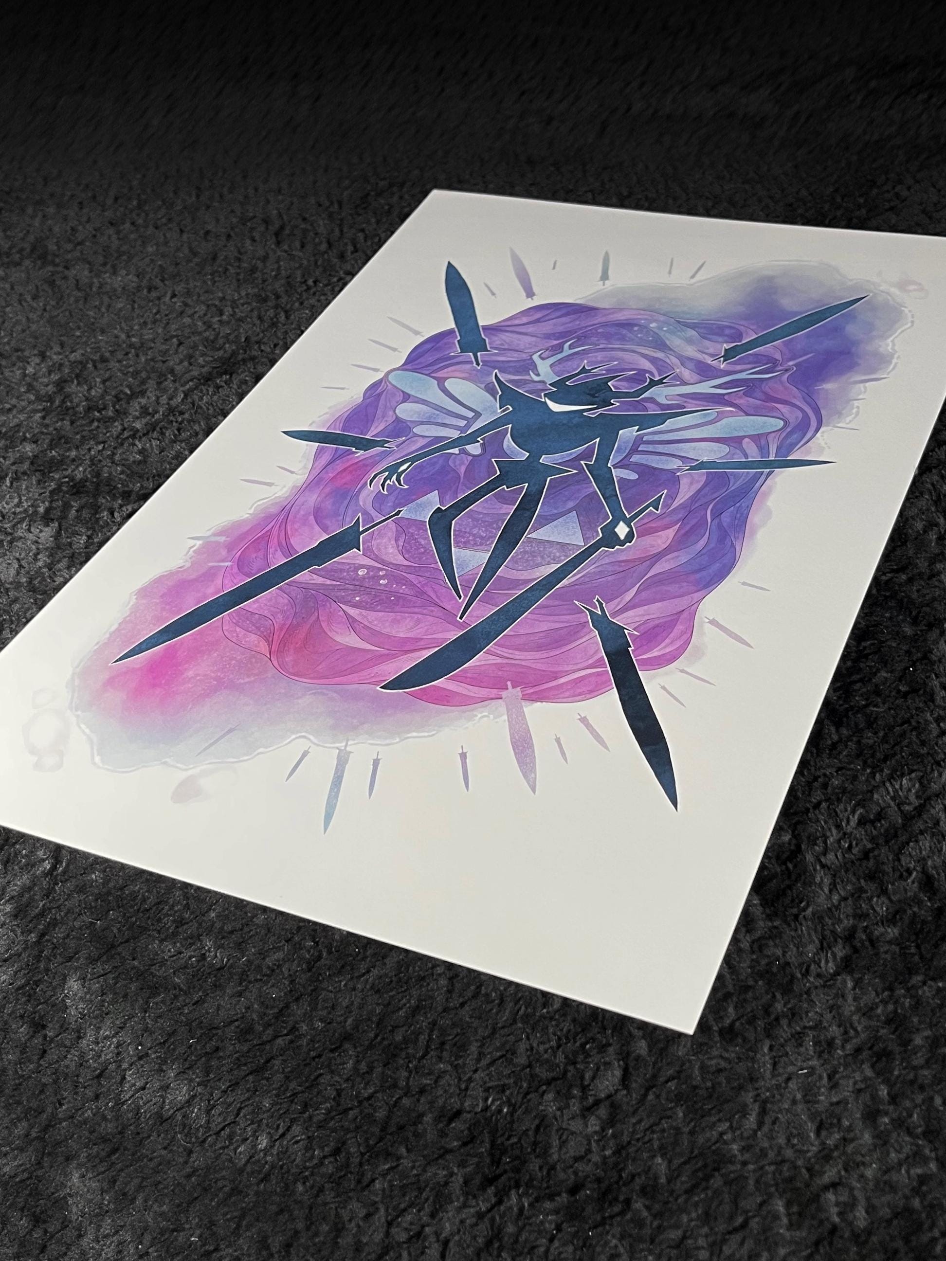 Roaring Knight Art Print | Indie RPG Villain Fan Art | Dark Fantasy Silhouette 12x18 Wall Decor