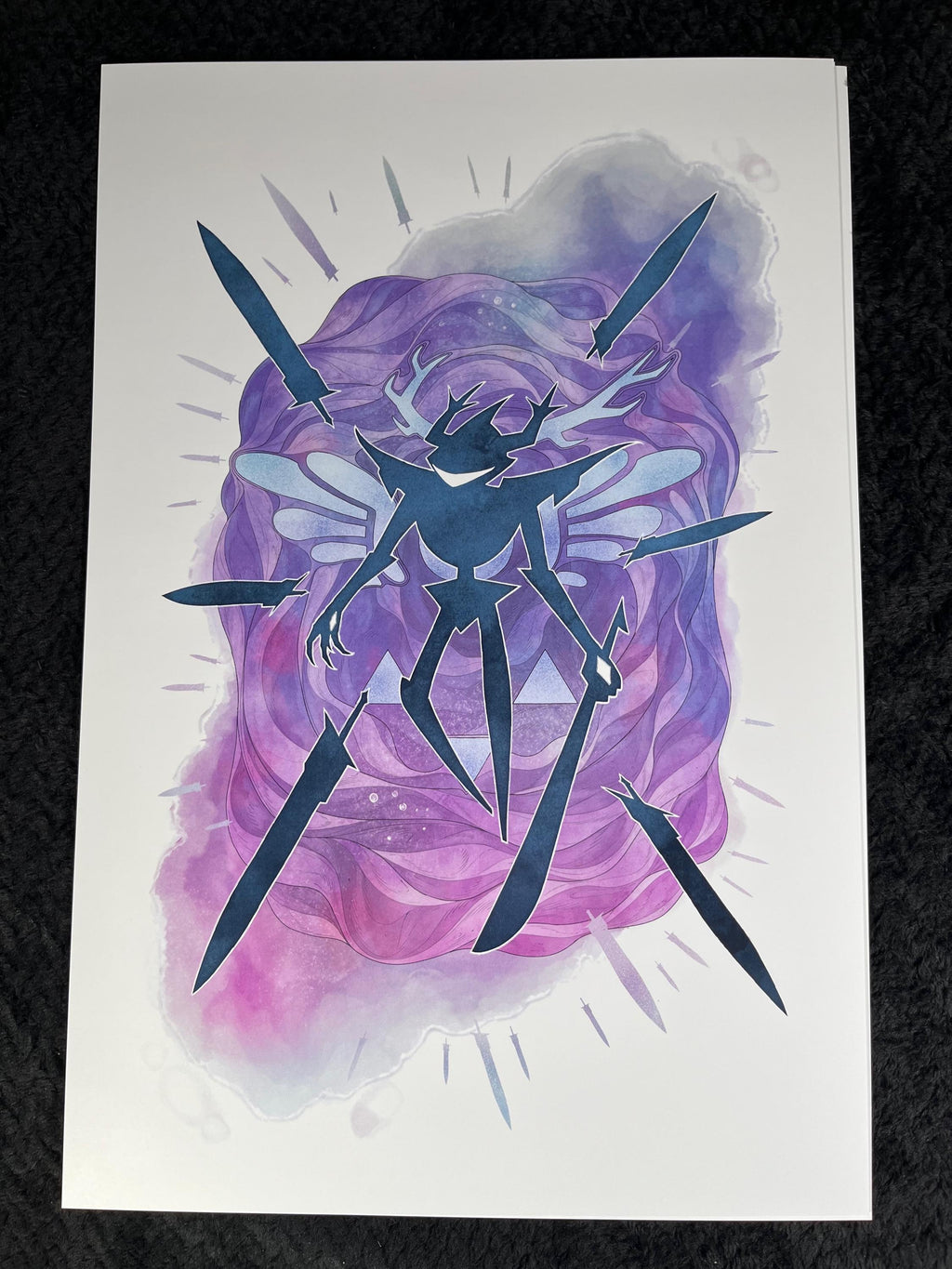 Roaring Knight Art Print | Indie RPG Villain Fan Art | Dark Fantasy Silhouette 12x18 Wall Decor