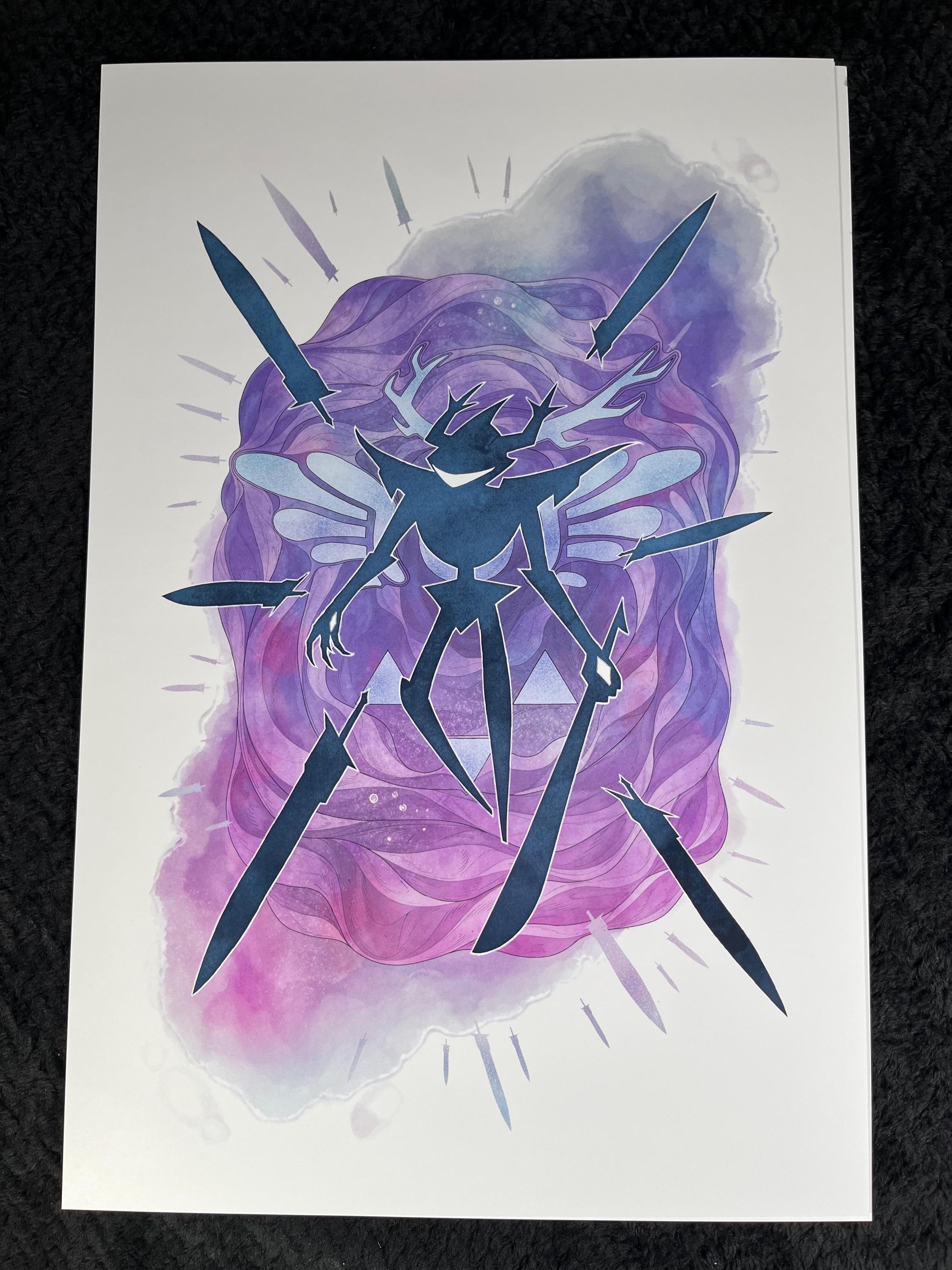 Roaring Knight Art Print | Indie RPG Villain Fan Art | Dark Fantasy Silhouette 12x18 Wall Decor
