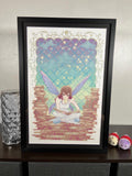 Coffee Pixie Art Print | Pastel Watercolor Cozy Anime | 12x18 Lofi Wall Decor