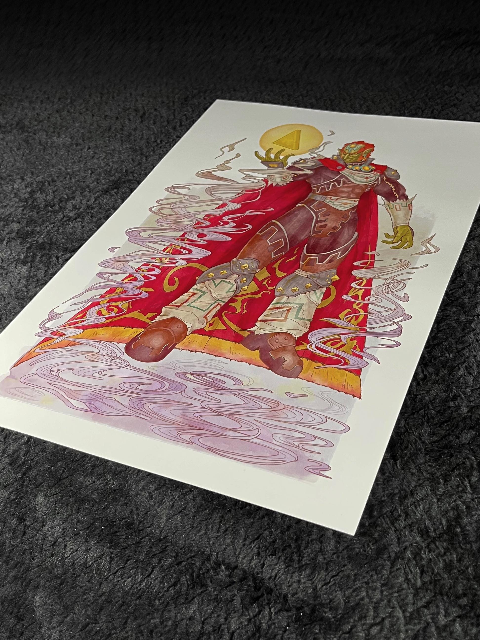 Ganon Art Print | Ocarina of Time Watercolor Poster | Zelda Villain 12x18 Ganondorf Decor