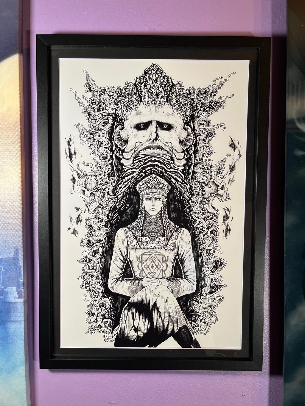 Rykard Art Print | Elden Ring 12x18 Detailed Decor | Monochrome Ink Fantasy | Black and White