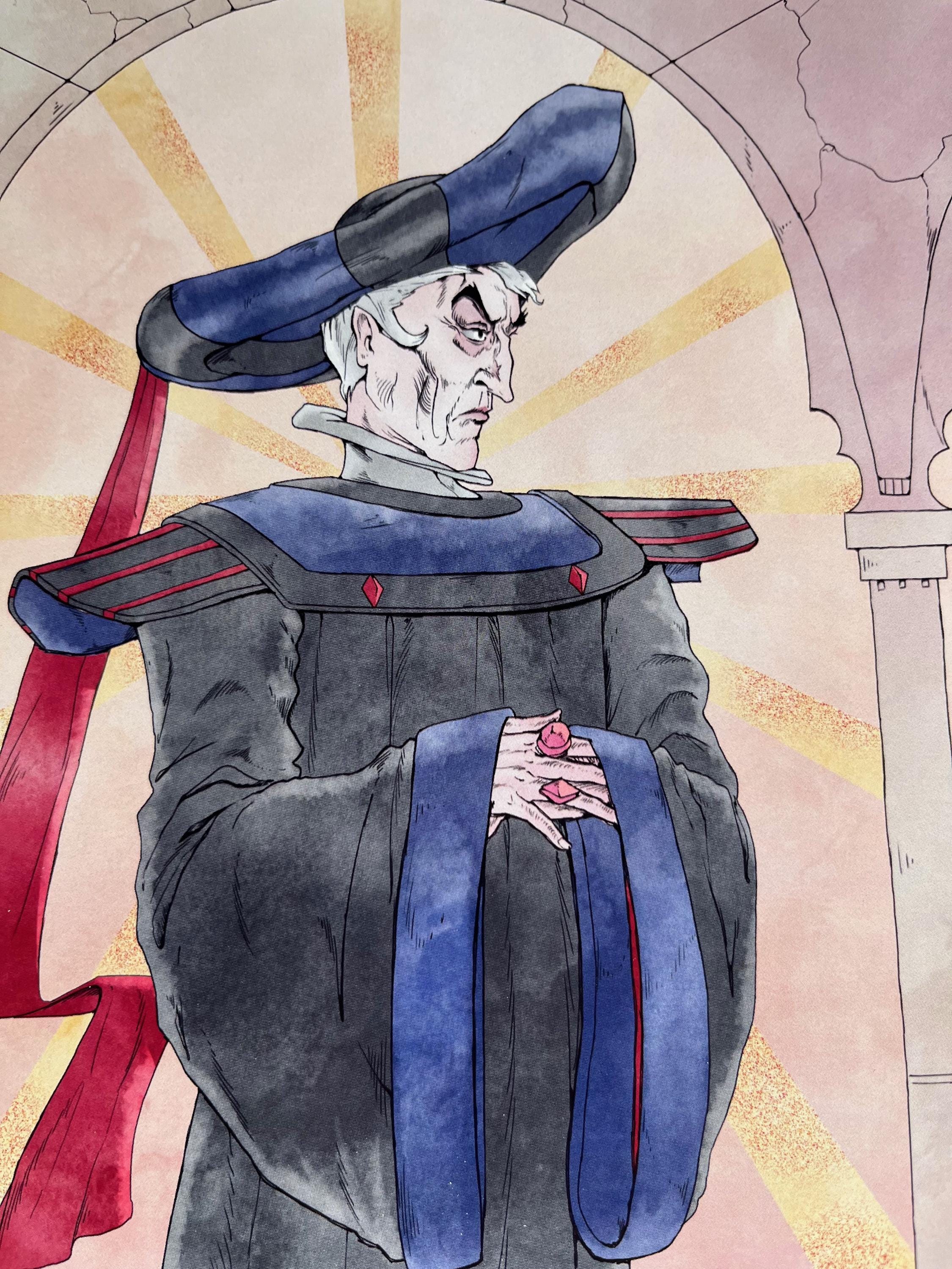 Judge Frollo Art Print | Hunchback of Notre Dame Disney Villain | Gothic Watercolor 12x18 Wall Decor