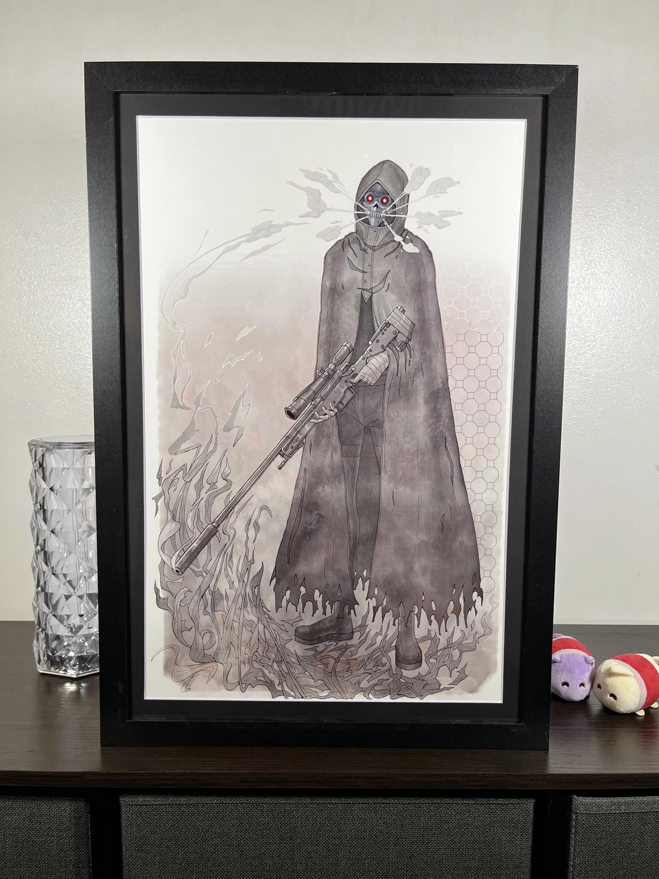 Death Gun Art Print | Sword Art Online Poster | 12x18 Watercolor SAO Decor