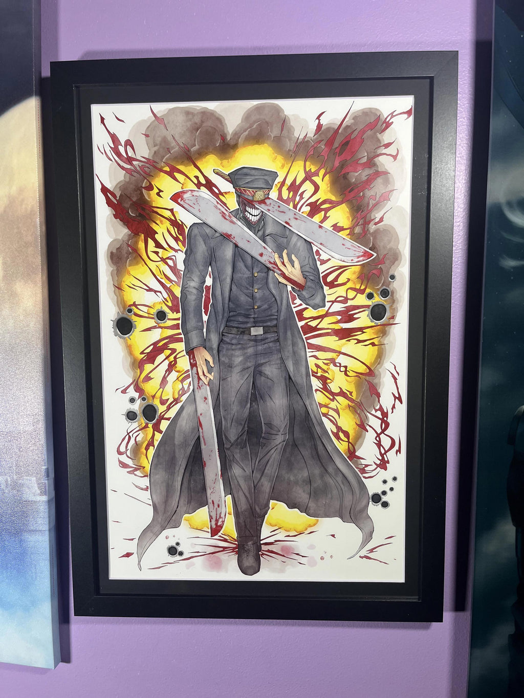 Katana Man Art Print | Chainsaw Man Watercolor Poster | Anime Villain 12x18 Decor