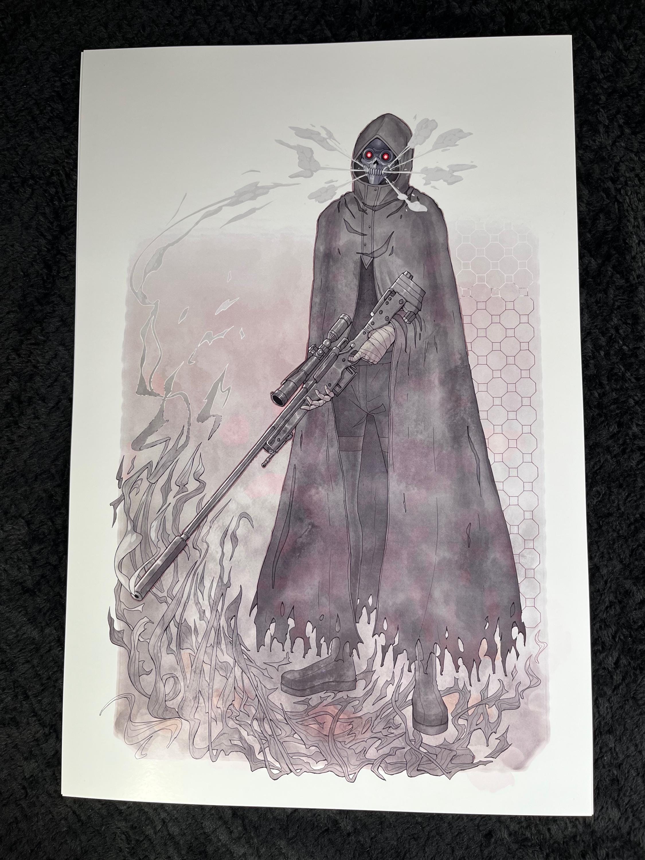 Death Gun Art Print | Sword Art Online Poster | 12x18 Watercolor SAO Decor