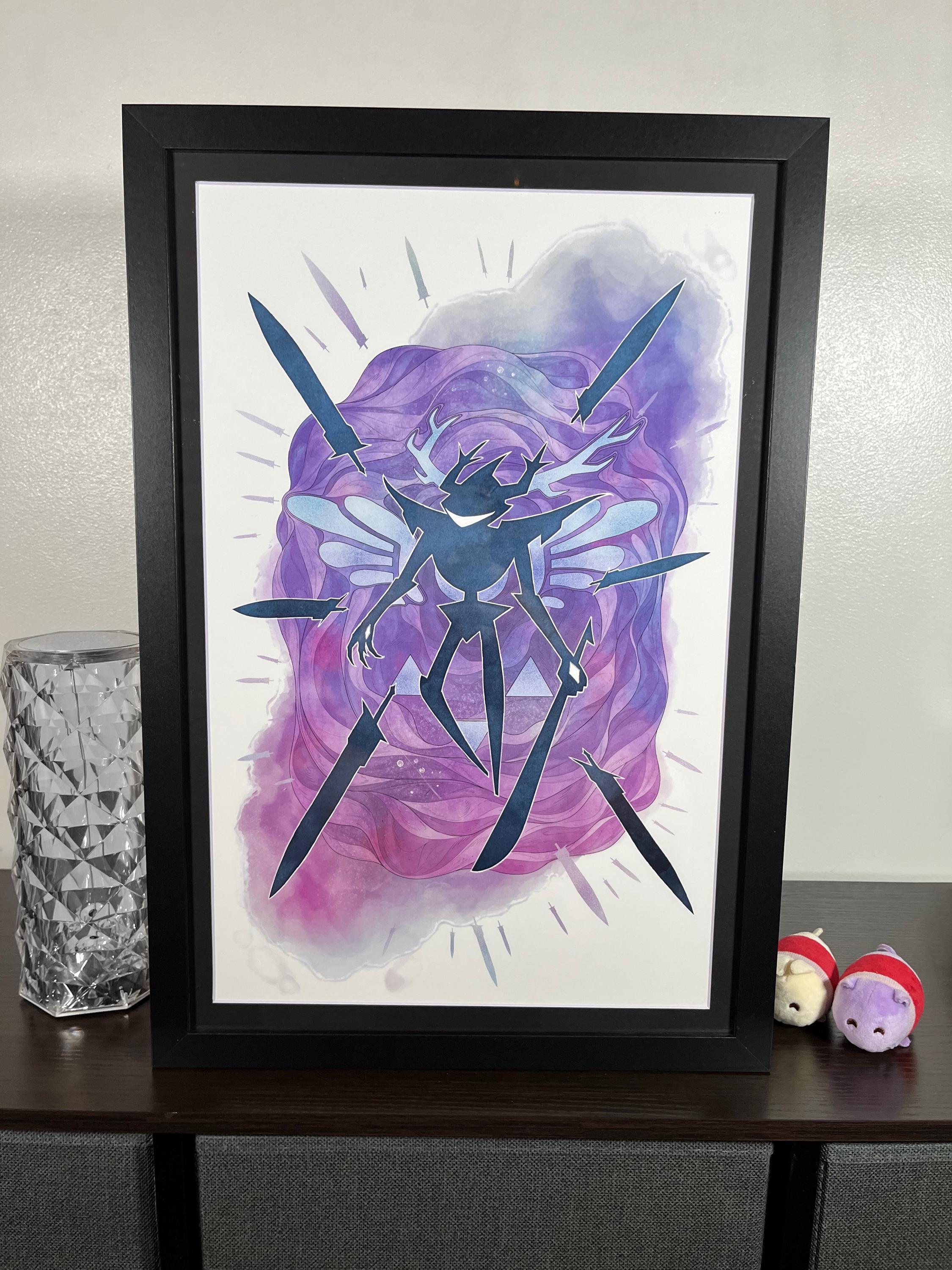 Roaring Knight Art Print | Indie RPG Villain Fan Art | Dark Fantasy Silhouette 12x18 Wall Decor