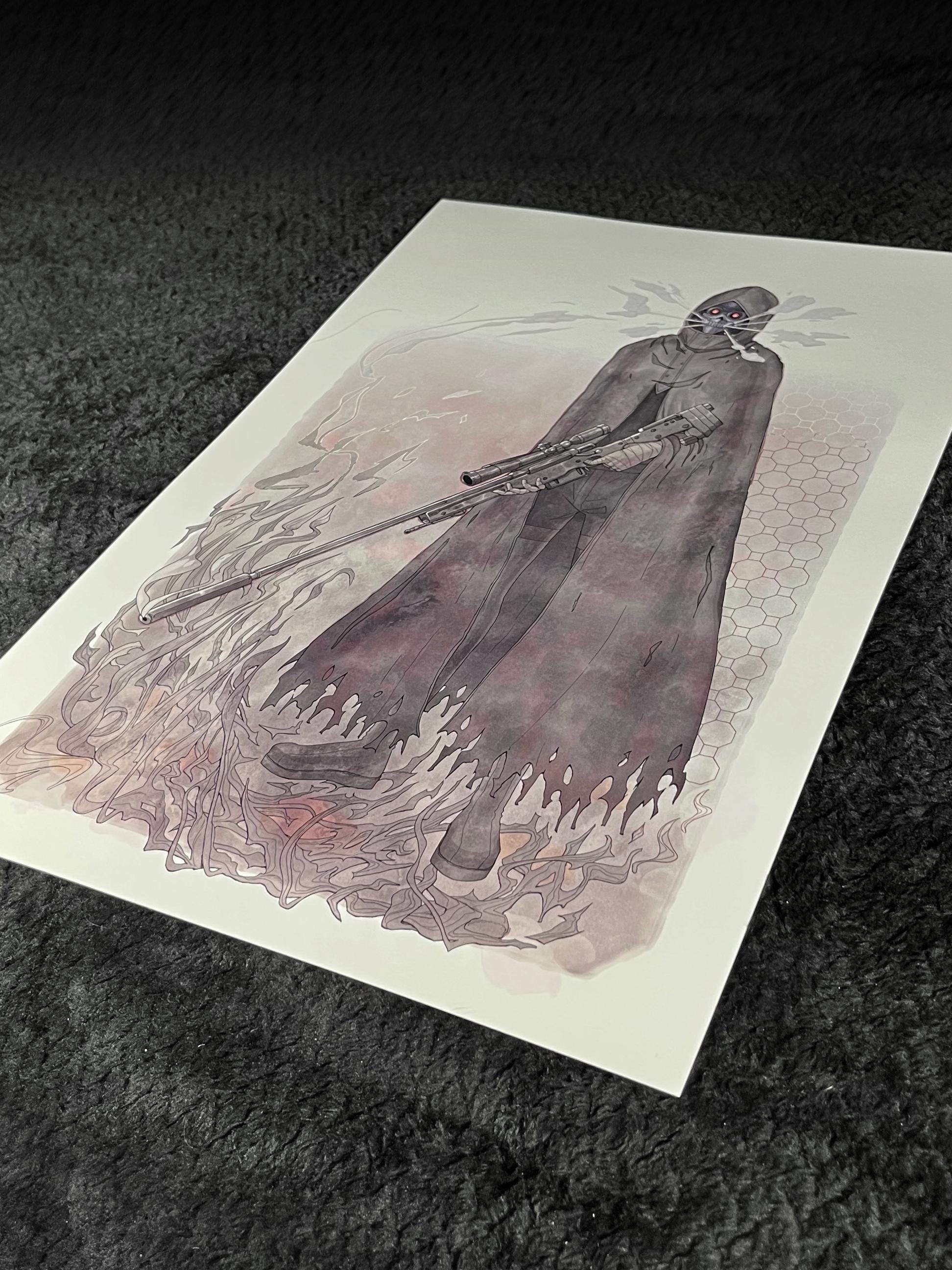 Death Gun Art Print | Sword Art Online Poster | 12x18 Watercolor SAO Decor
