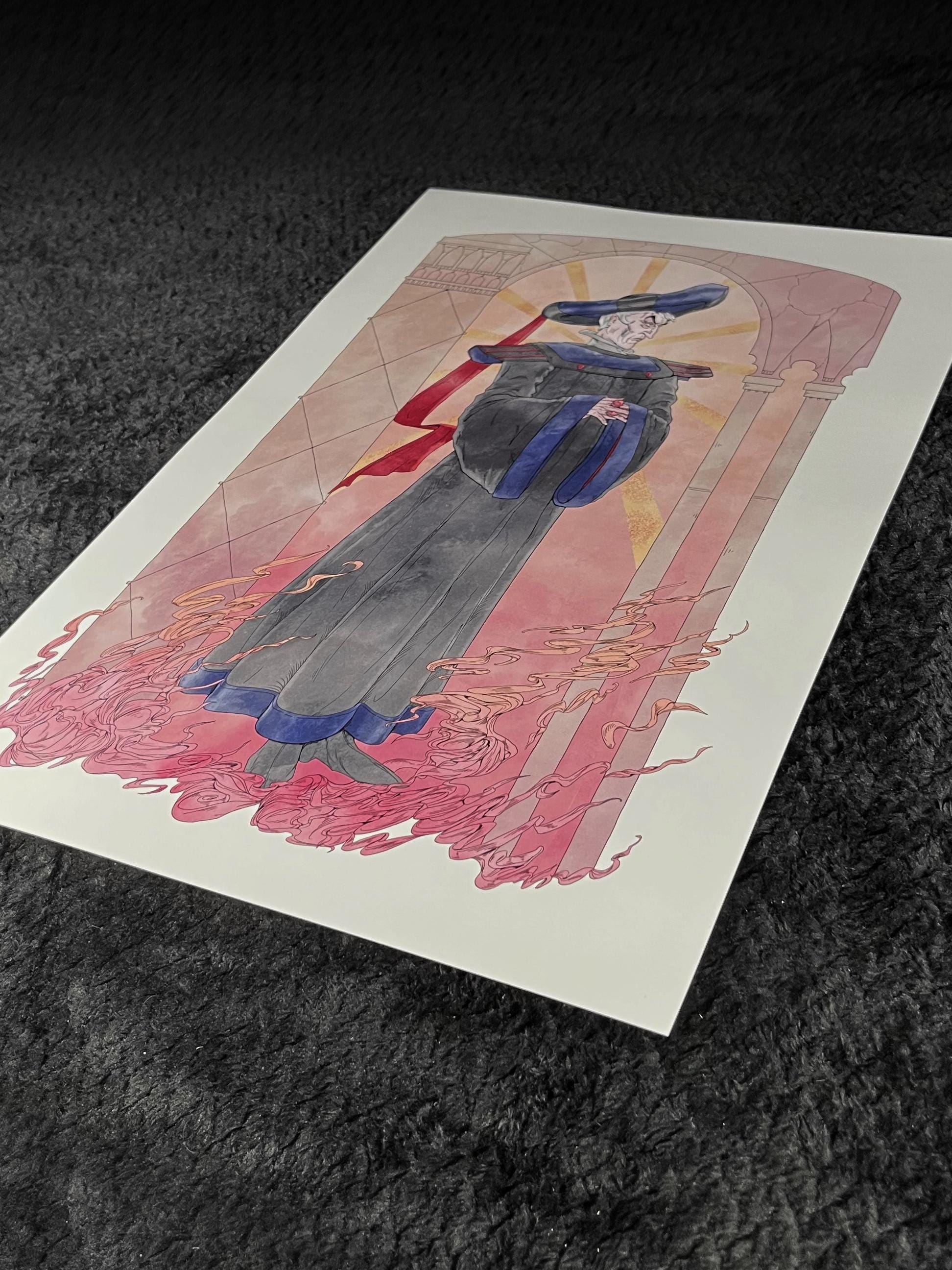 Judge Frollo Art Print | Hunchback of Notre Dame Disney Villain | Gothic Watercolor 12x18 Wall Decor