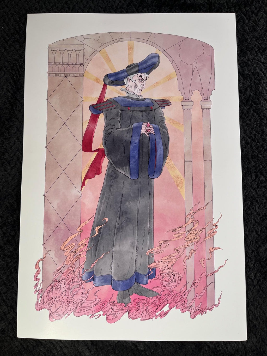 Judge Frollo Art Print | Hunchback of Notre Dame Disney Villain | Gothic Watercolor 12x18 Wall Decor