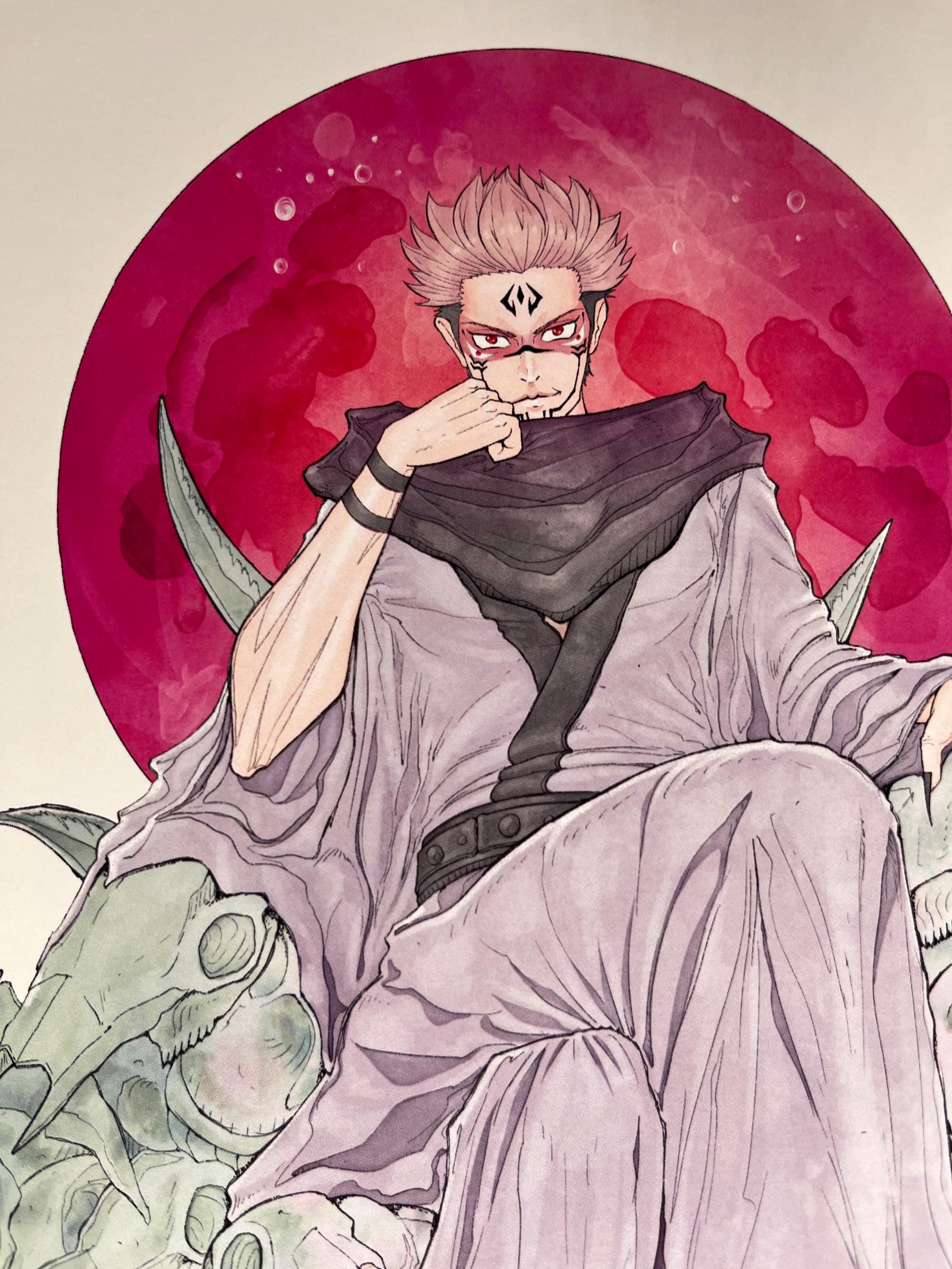 Sukuna Art Print | Jujutsu Kaisen Watercolor Poster | Anime Villain Wall Decor | 12x18 Fantasy Illustration