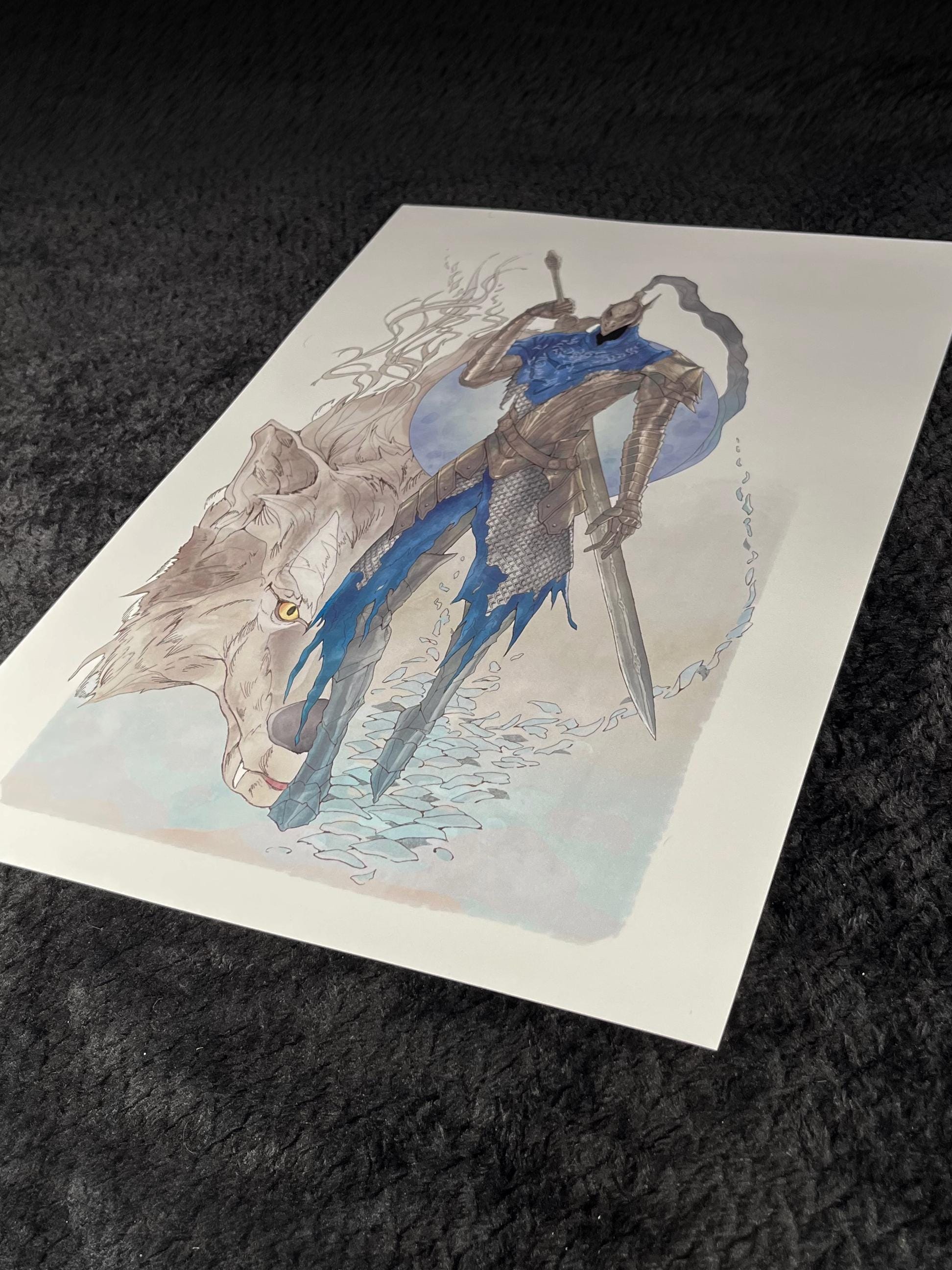 Knight Artorias Art Print | Dark Souls Gothic Watercolor | 12x18 Fantasy Wall Decor
