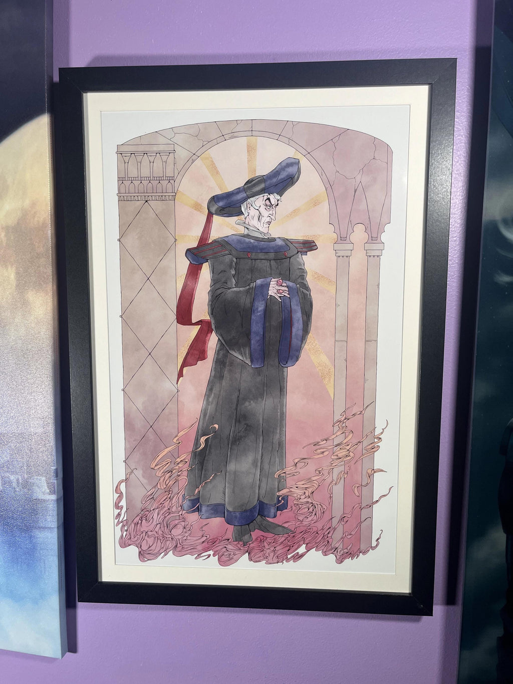 Judge Frollo Art Print | Hunchback of Notre Dame Disney Villain | Gothic Watercolor 12x18 Wall Decor