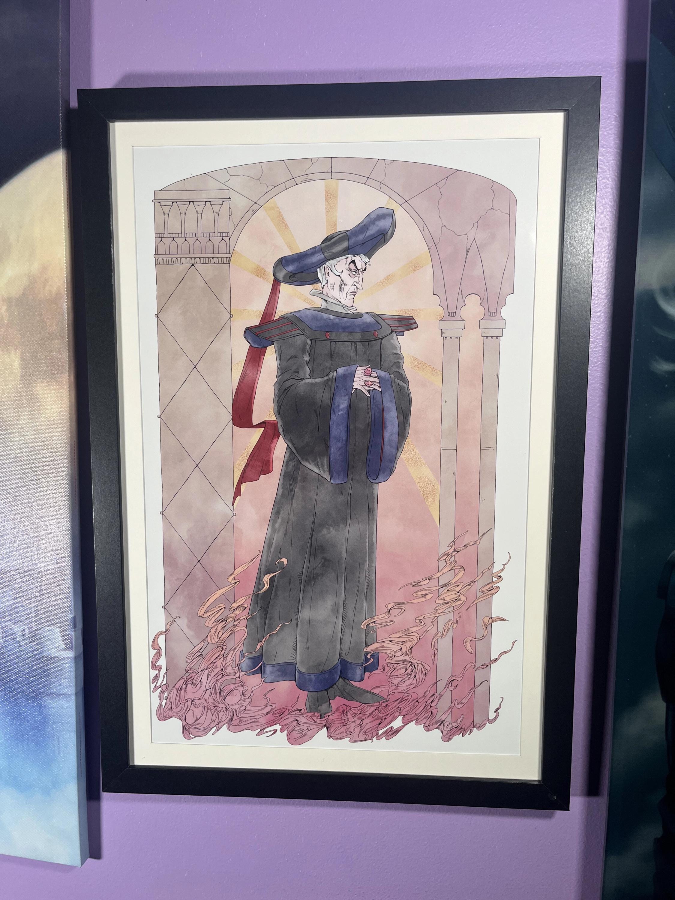 Judge Frollo Art Print | Hunchback of Notre Dame Disney Villain | Gothic Watercolor 12x18 Wall Decor