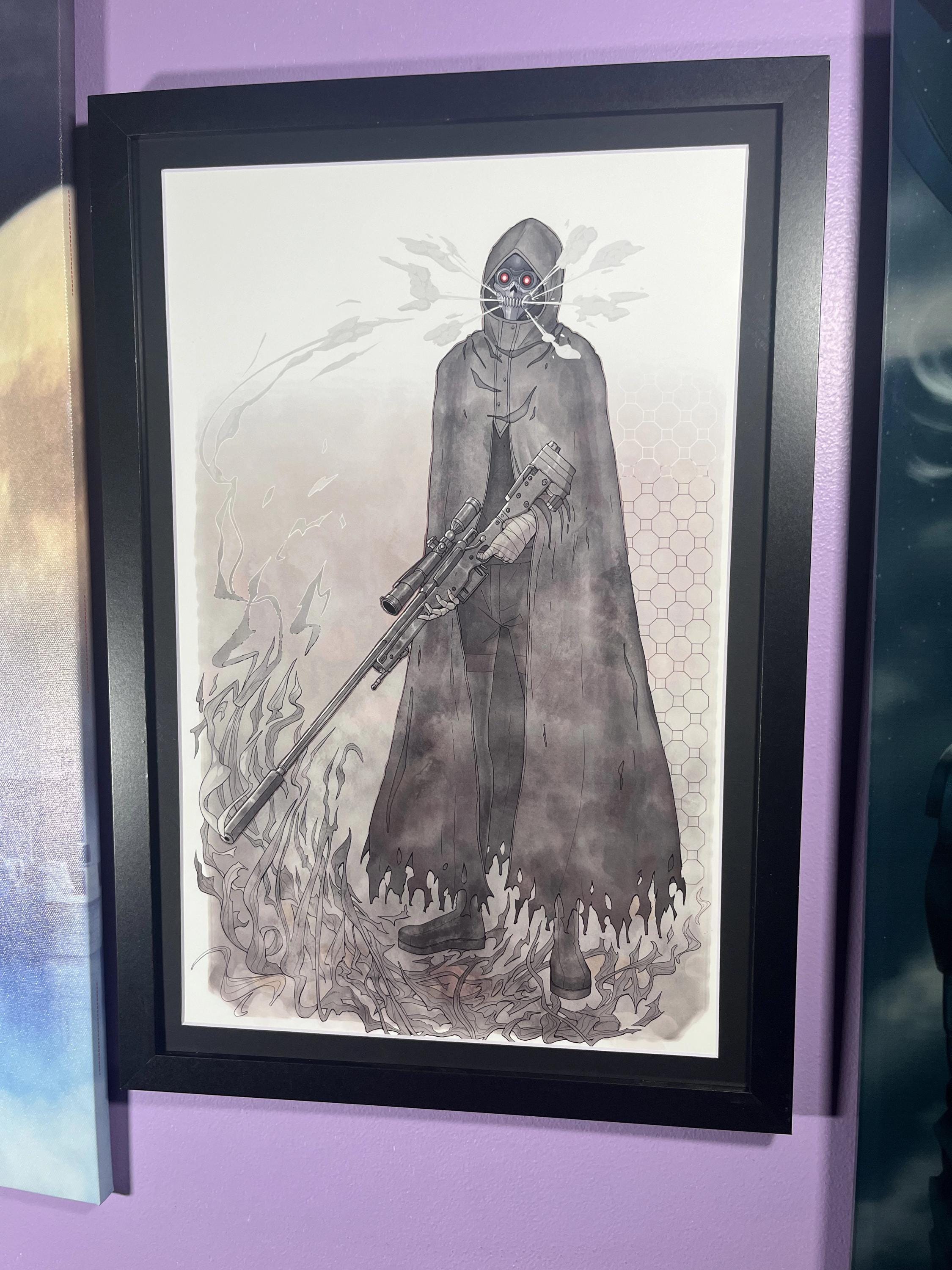 Death Gun Art Print | Sword Art Online Poster | 12x18 Watercolor SAO Decor