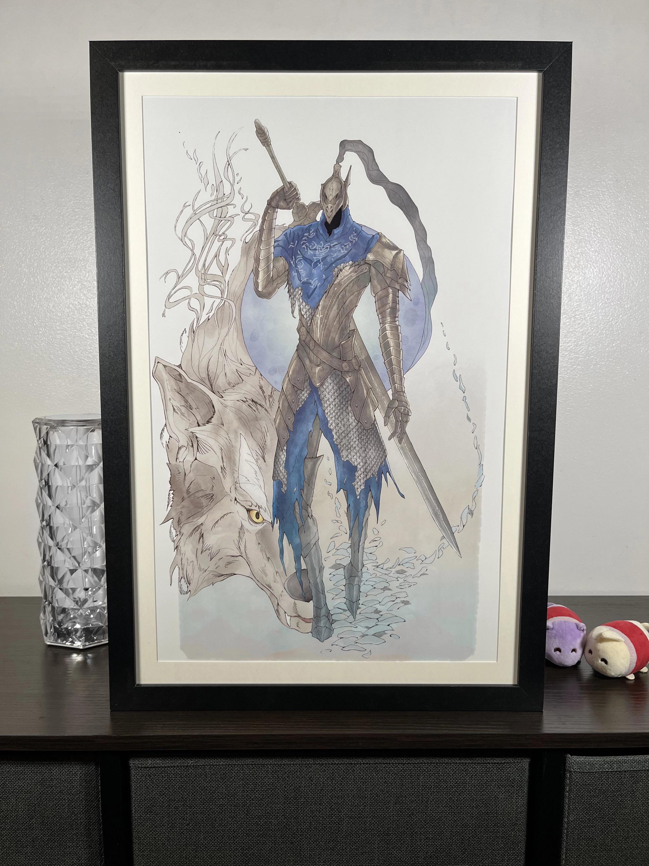 Knight Artorias Art Print | Dark Souls Gothic Watercolor | 12x18 Fantasy Wall Decor
