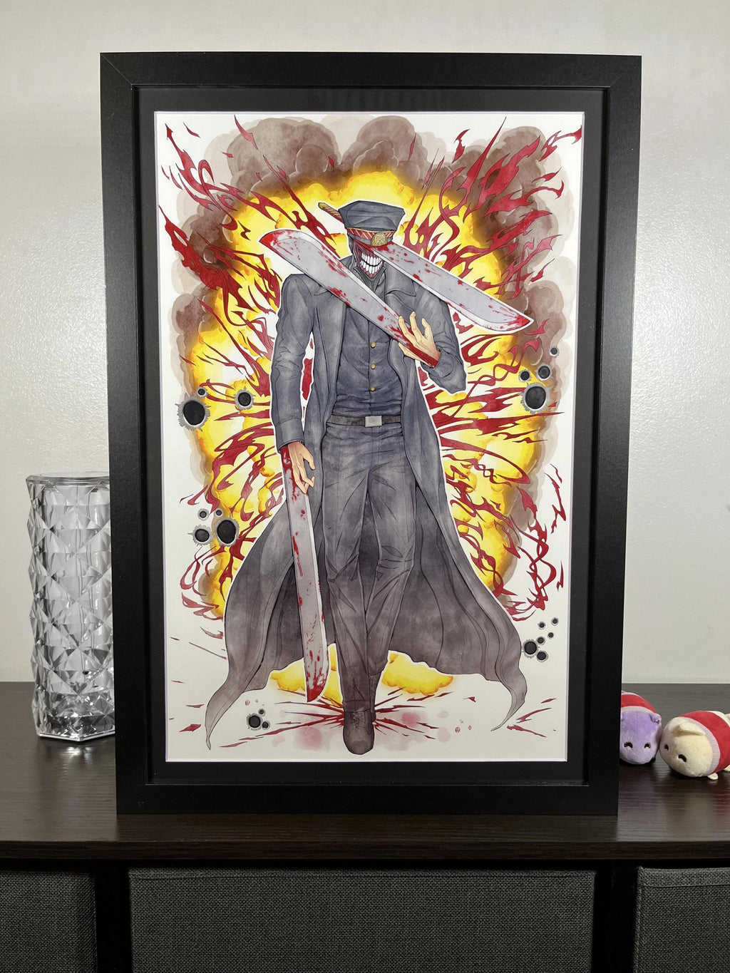 Katana Man Art Print | Chainsaw Man Watercolor Poster | Anime Villain 12x18 Decor